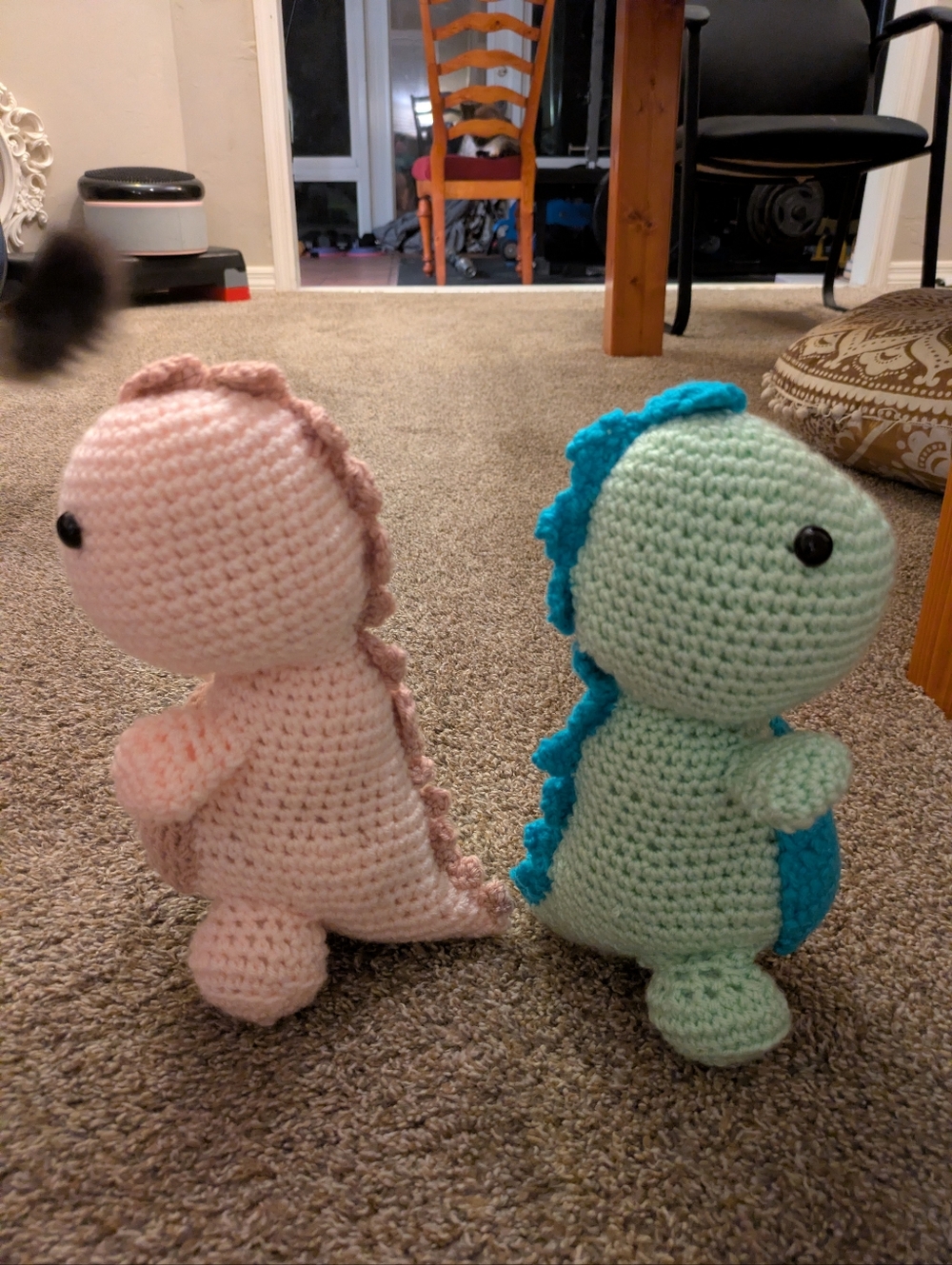 2 Handmade Crochet Dinos - Pink and Blue - Picture 3 of 3
